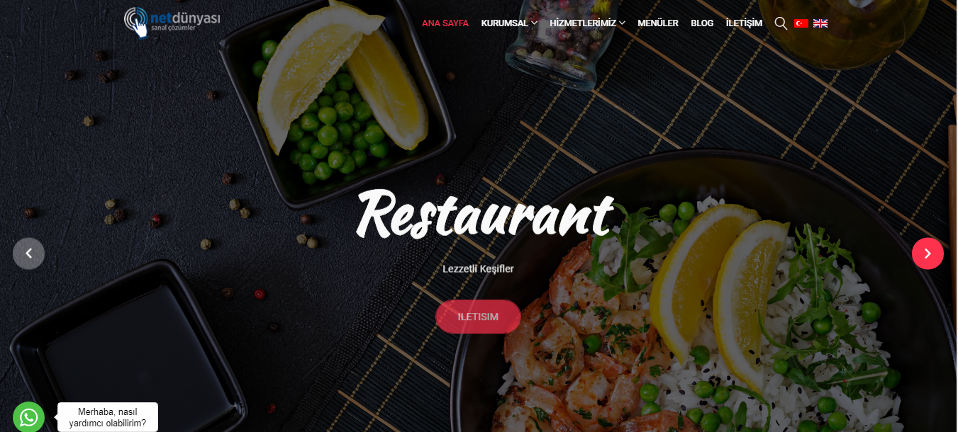 Restaurant ve Yemek Şirketleri İçin Hazır Web Sitesi -ND02